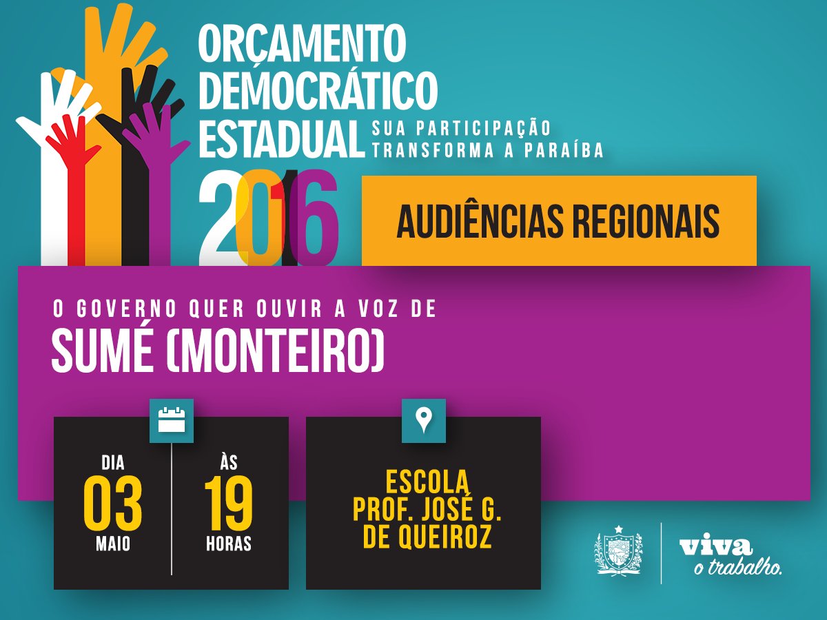 odegovpb's tweet image. O Orçamento Democrático estará na cidade de Sumé(5ª Região) para saber quais as demandas prioritárias da população.