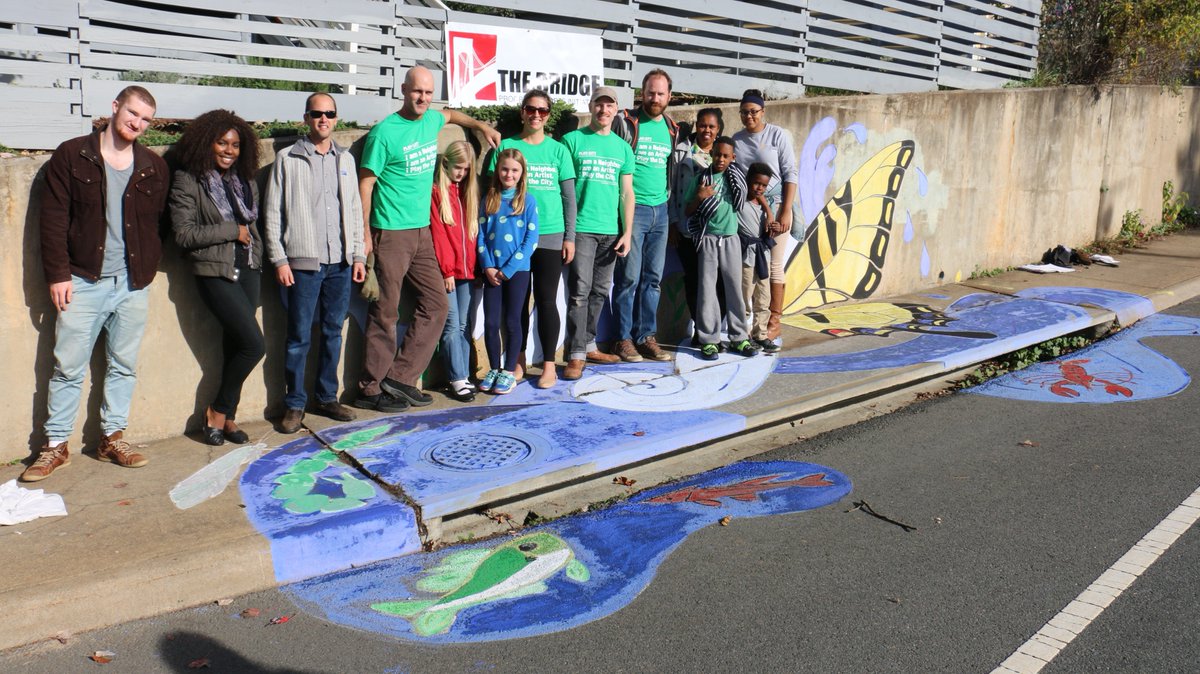 thebridgepai's tweet image. WaterWise Camp goers researched the importance of watersheds, responded through street murals. #workwedid