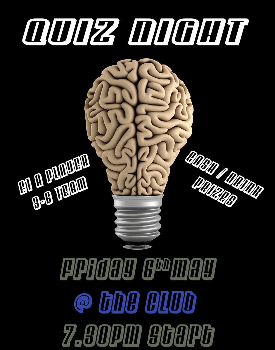 Pub Quiz this Friday 7.30pm @ the club,all welcome... #saints #quiznight