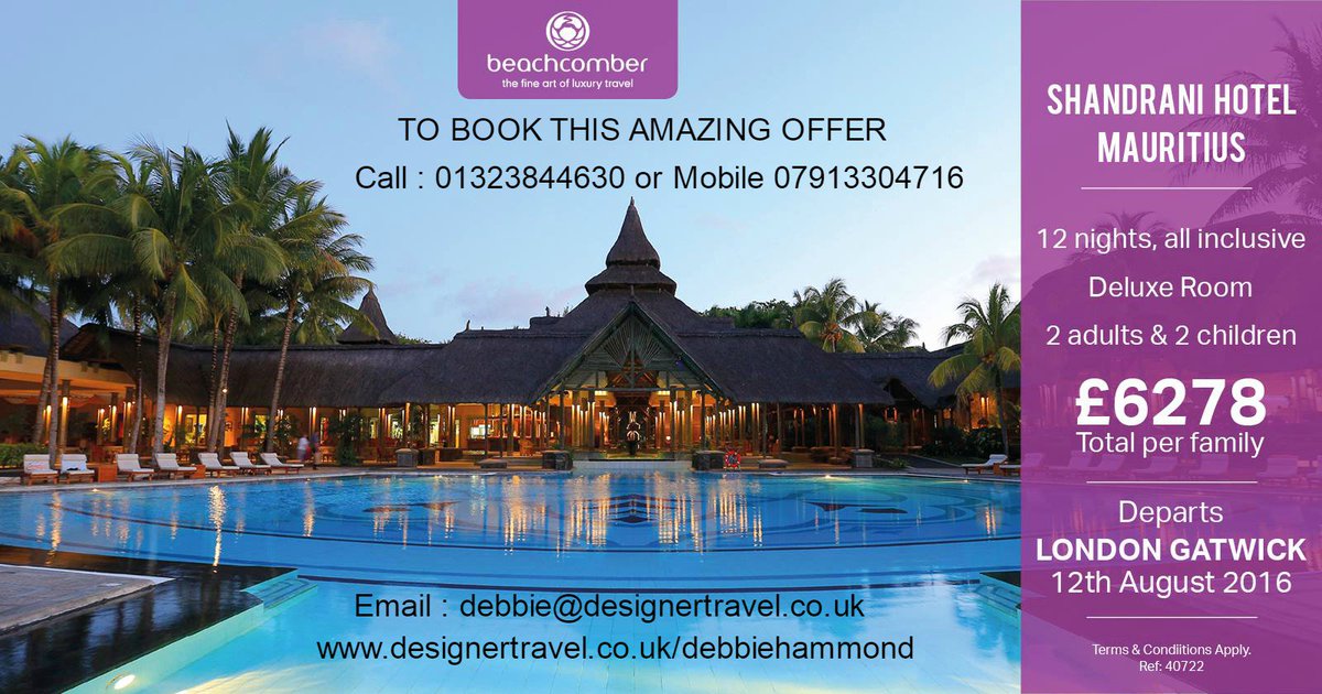 DebbieDJTravel's tweet image. Amazing Offer not to be missed #Shandrani Resort &amp;amp; Spa #Mauritius designertravel.co.uk/debbiehammond #Facebook