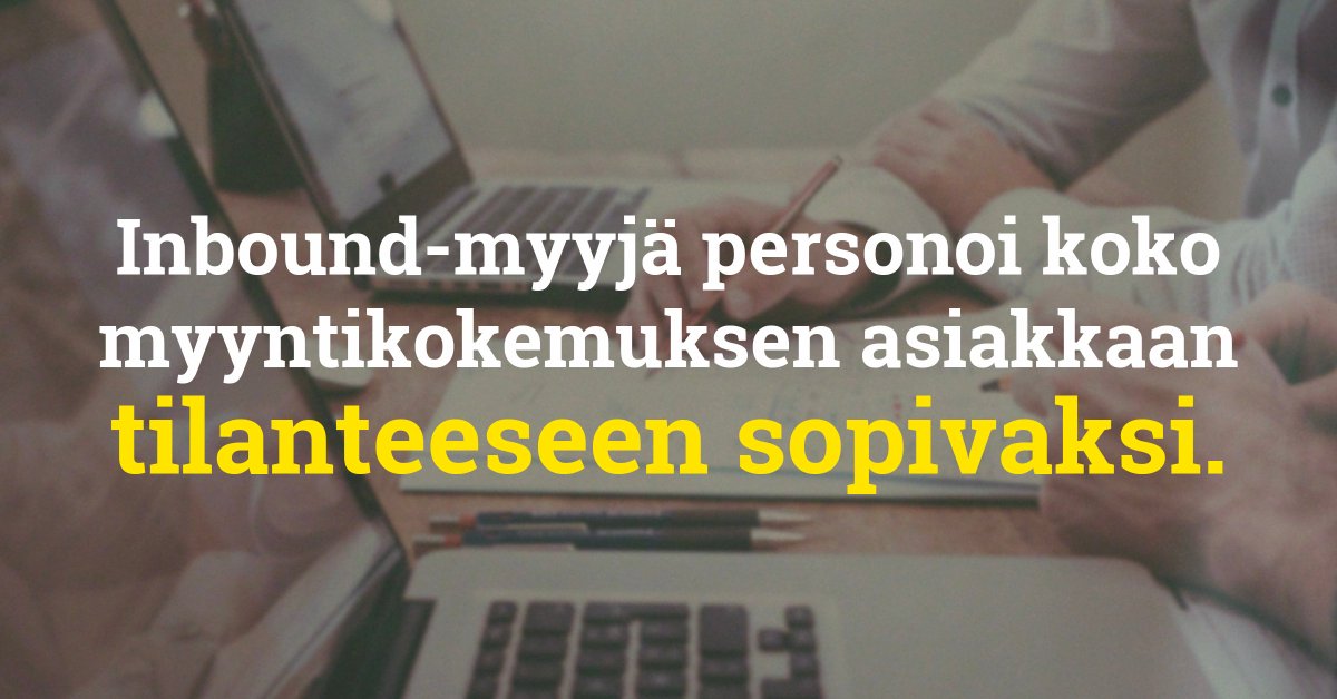 maaritkaikkonen's tweet photo. Inbound-myyjä personoi myyntikokemuksen asiakkaan tilanteeseen sopivaksi https://t.co/Ss15pxHgJg https://t.co/mqsBz0vaLw