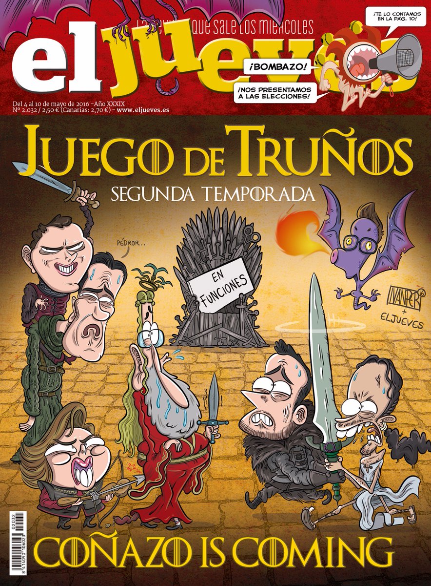 eljueves's tweet photo. Comienza la 2ª temporada de Juego de Truños y los de El Jueves le dedicamos una portada. SPOILER: todos perdemos. https://t.co/NM1OPd9Kzb