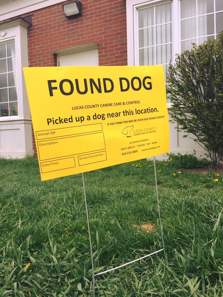 MichiganPet's tweet photo. So this is happening: signs about #dogs picked up by animal control. Nice one @LucasCountyDogs! #GovernmentWin https://t.co/tMj3jf5wXP