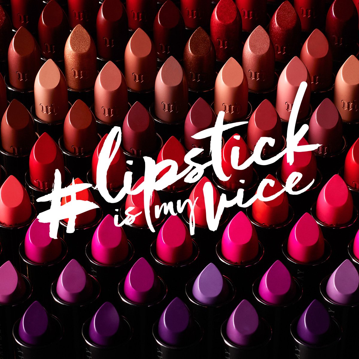 UrbanDecay's tweet photo. Introducing Vice Lipstick. 100 addictive shades. 6 indulgent finishes. Our biggest launch ever! #LipstickIsMyVice https://t.co/OrFN63X8zo