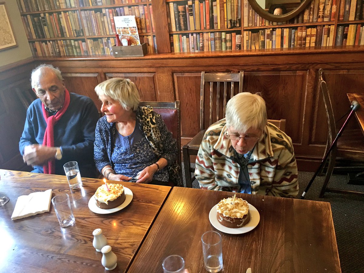 RootlessGarden's tweet image. Double #birthday celebration @chiswicktabard #W4 Social Club today for Peggy &amp;amp; Shirley! So much cake!!!