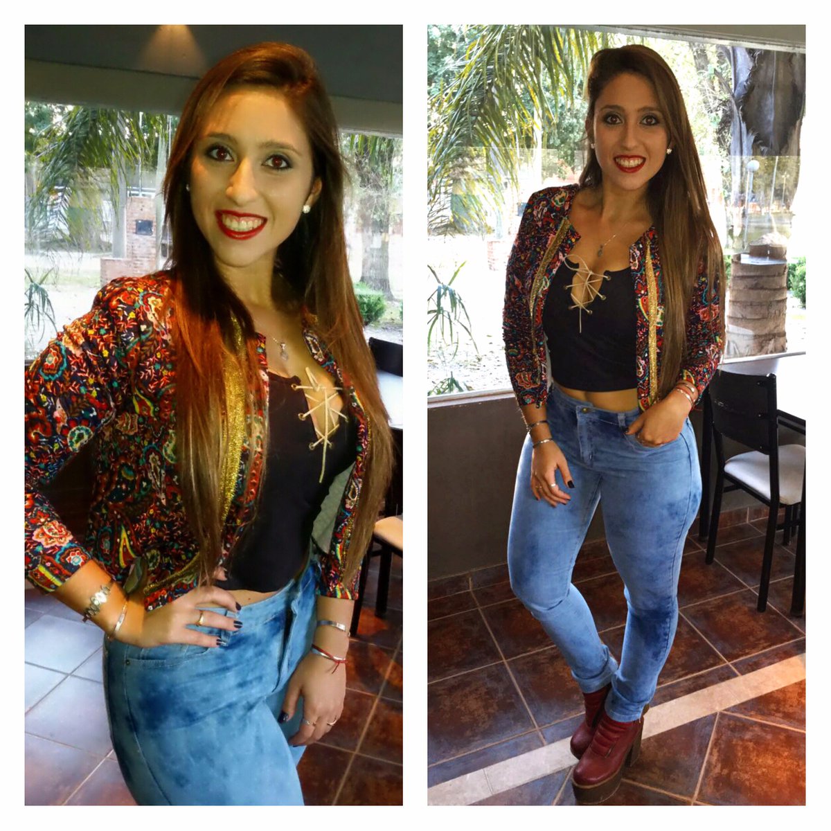 vestida por #loveindumentaria poniéndole color a este clima tan aburrido!!! Grabación #contrabandotv #buenmartes