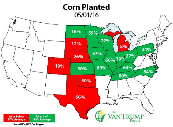 KevinVanTrump's tweet photo. Corn &amp; Soybean Planting Progress as of 5/1/16 https://t.co/Q3qcHRcYVP #Corn #Soybeans #USDA https://t.co/U2z6VBPWeE
