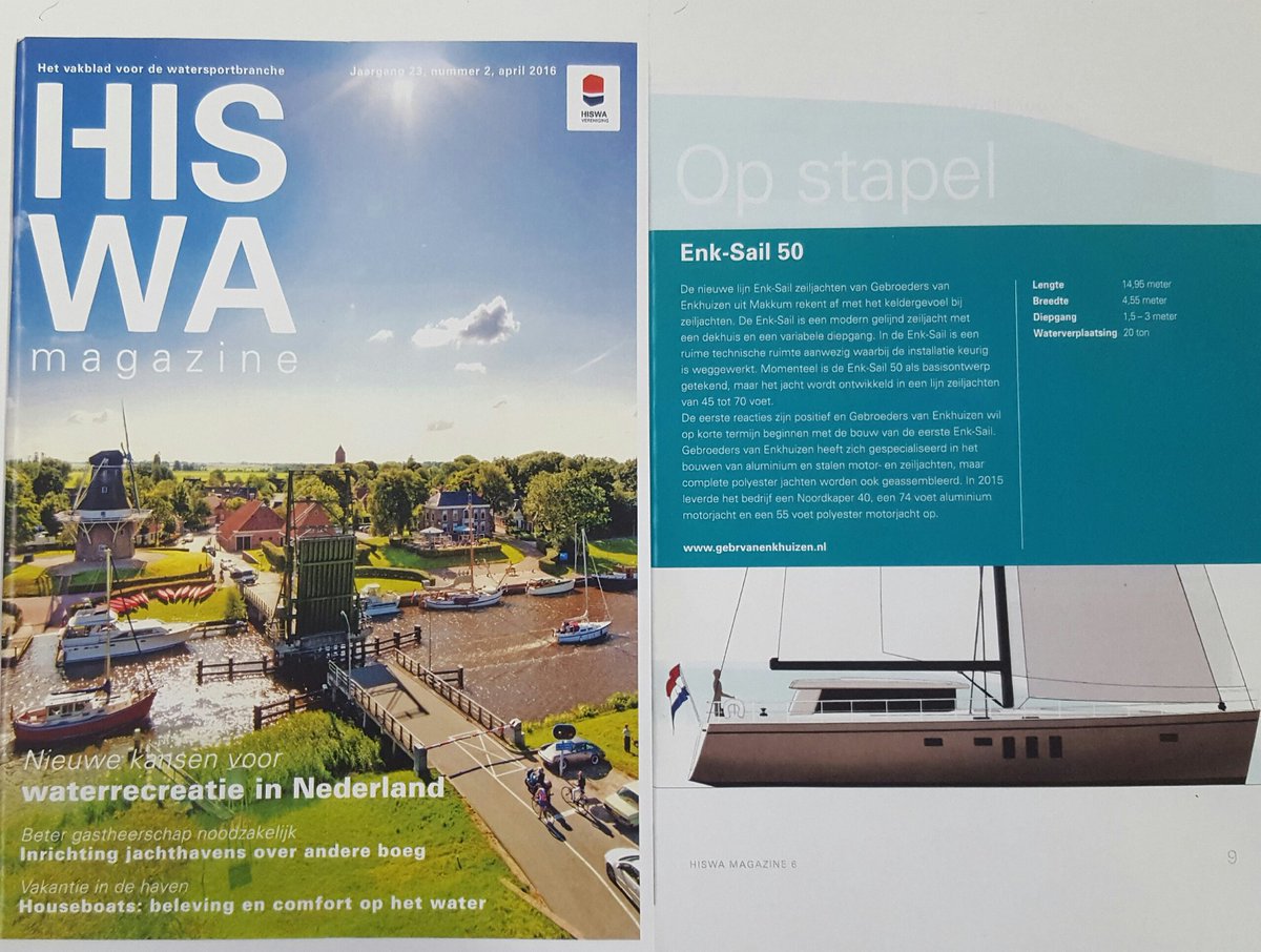GebrvEnkhuizen's tweet photo. Enk-Sail50 in Hiswa magazine mei 2016 https://t.co/rAbGtohb05