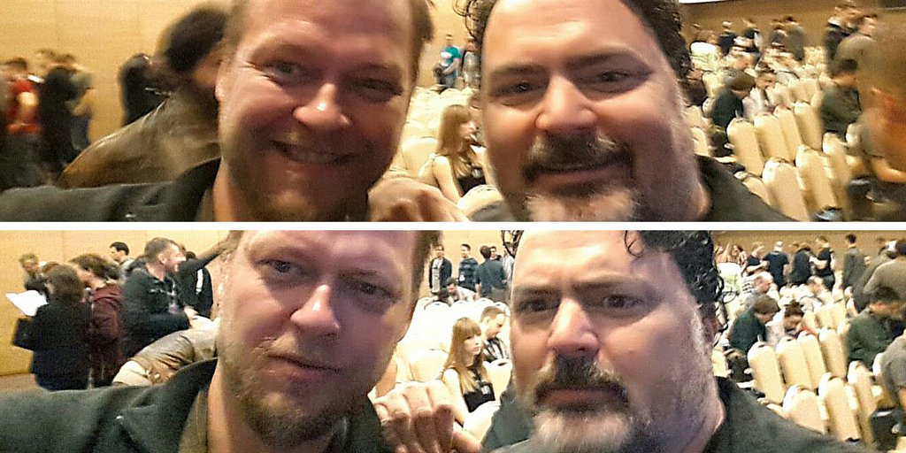 BrojkaP's tweet photo. Things got serious with @TimOfLegend at #RebootDevelop 
Probably just low light selfie quality :) https://t.co/EAYD6d5Rlz