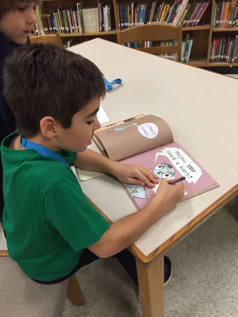 SPES_Library's tweet photo. First graders infer how Pigeon is feeling by identifying 4 artistic elements found in Mo Willems' books. @spes0310 https://t.co/ENJaw1CZ27