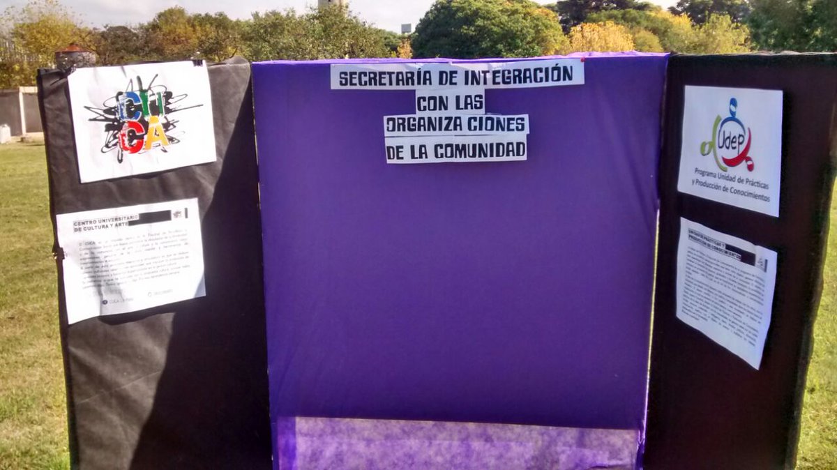 CUCALaPlata's tweet photo. AHORA // Jornada de extensión. Pasá por el stand del CUCA y la Unidad de Prácticas a chusmear las cosas que hacemos! https://t.co/pZKExQr0zf