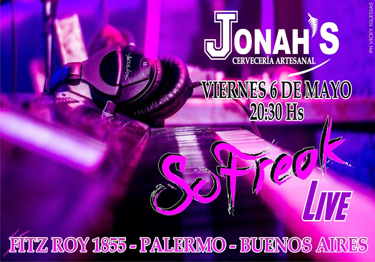 JonahsBar's tweet photo. ¡ESTE VIERNES! 
Te esperamos en Fitz Roy 1855 con los genios de #SoFreak en vivo y la mejor cerveza artesanal 🍺🎶 https://t.co/XNvCbRY8z9