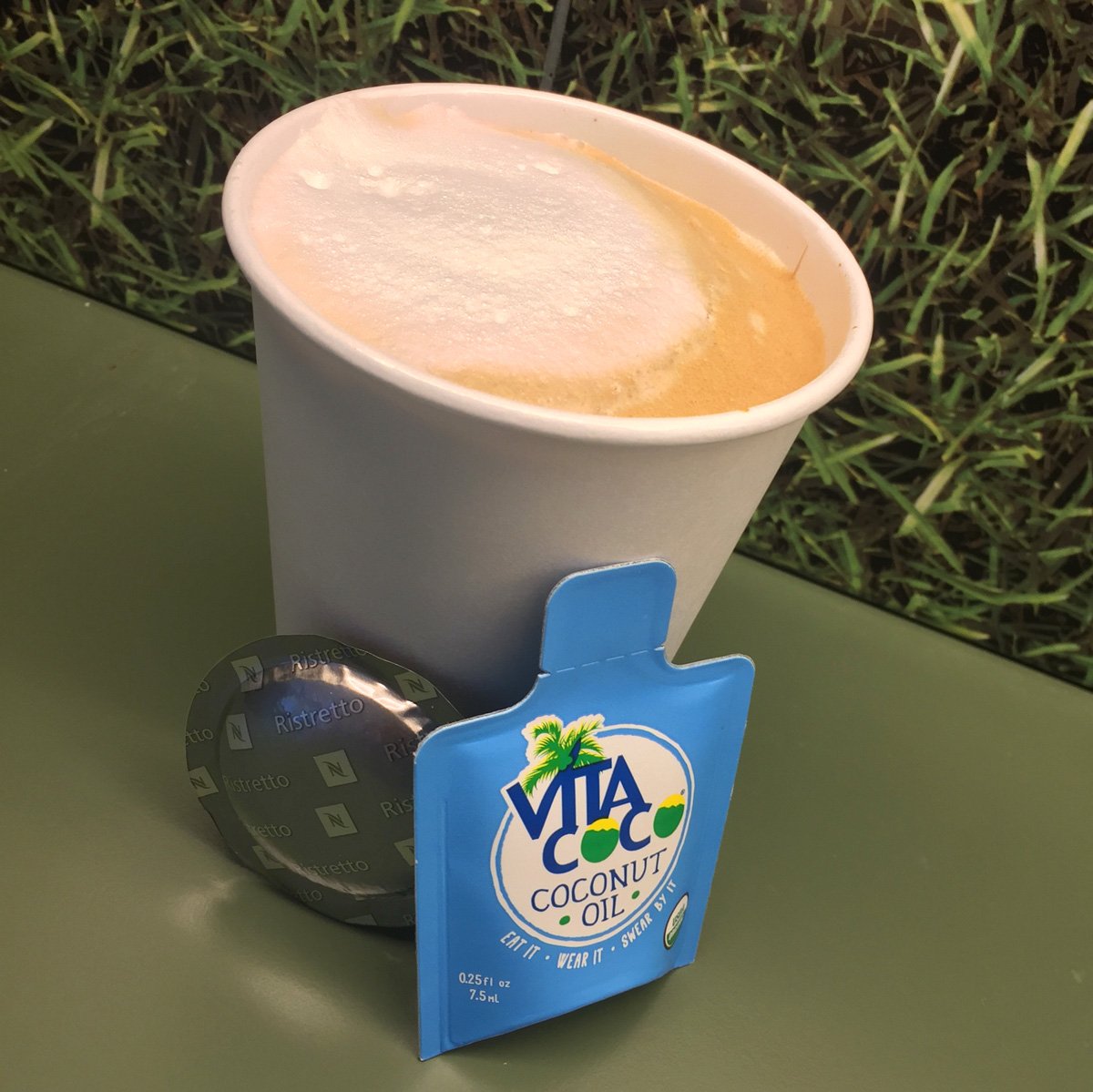 Hacking my morning mug with this @VitaCoco X @Nespresso mashup. #coffee #coconutoil #latte