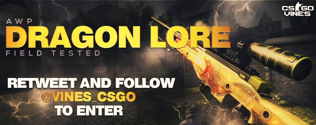 VINES_CSGO's tweet image. AWP | Dragon Lore (Field-Tested) GIVEAWAY!
Retweet + follow @VINES_CSGO to enter, winner drawn 7th May.