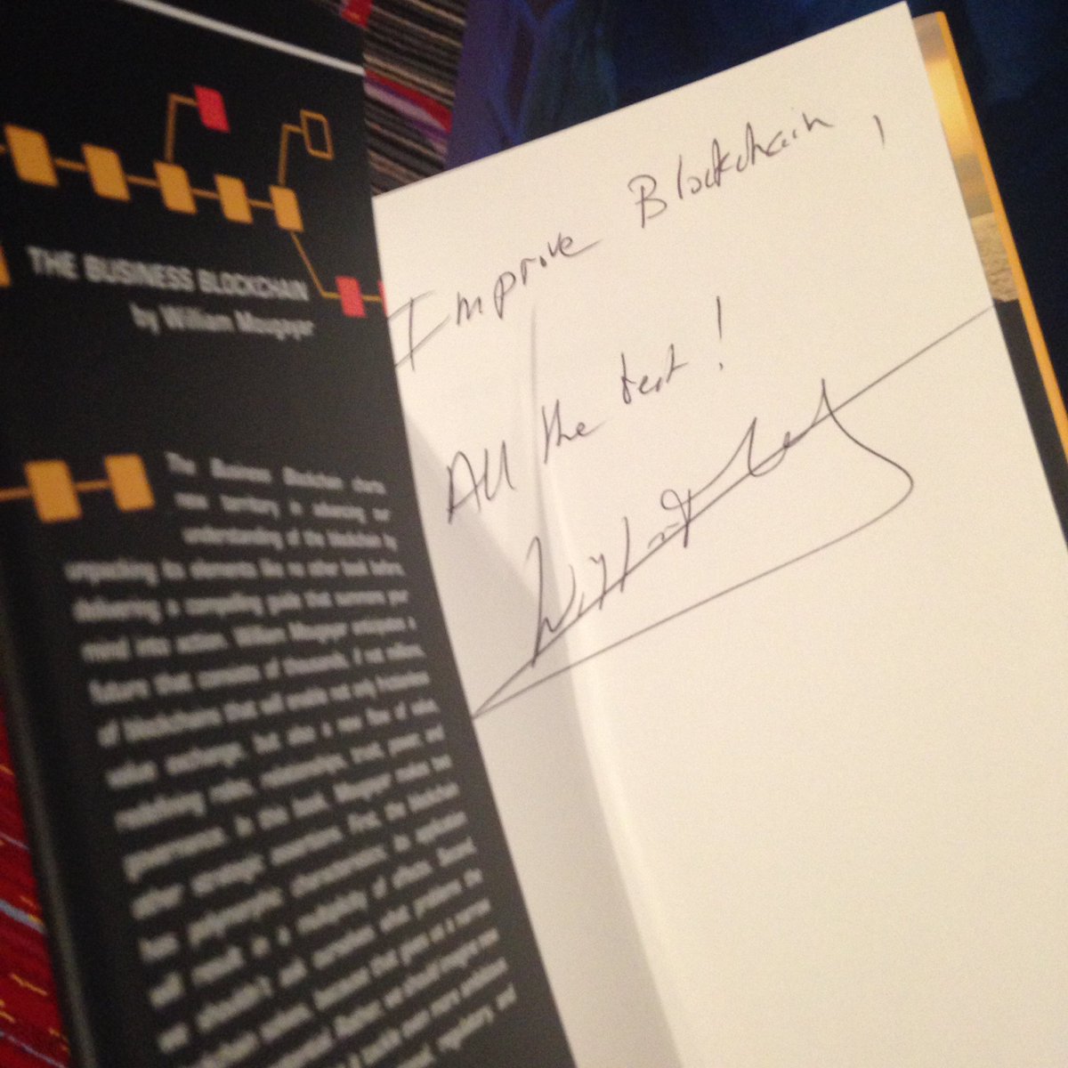 ImproveGlobal's tweet image. Got the book signed! Thanks @wmougayar #Consensus2016 #blockchain #fintech