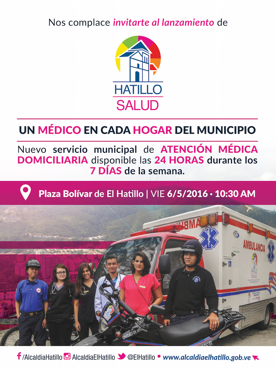 ElHatillo's tweet photo. ¡Hatillano! El viernes #06May acompáñanos en el lanzamiento de @HatilloSalud. Te esperamos en la #PlazaBolívar https://t.co/jPVdMvgA5C