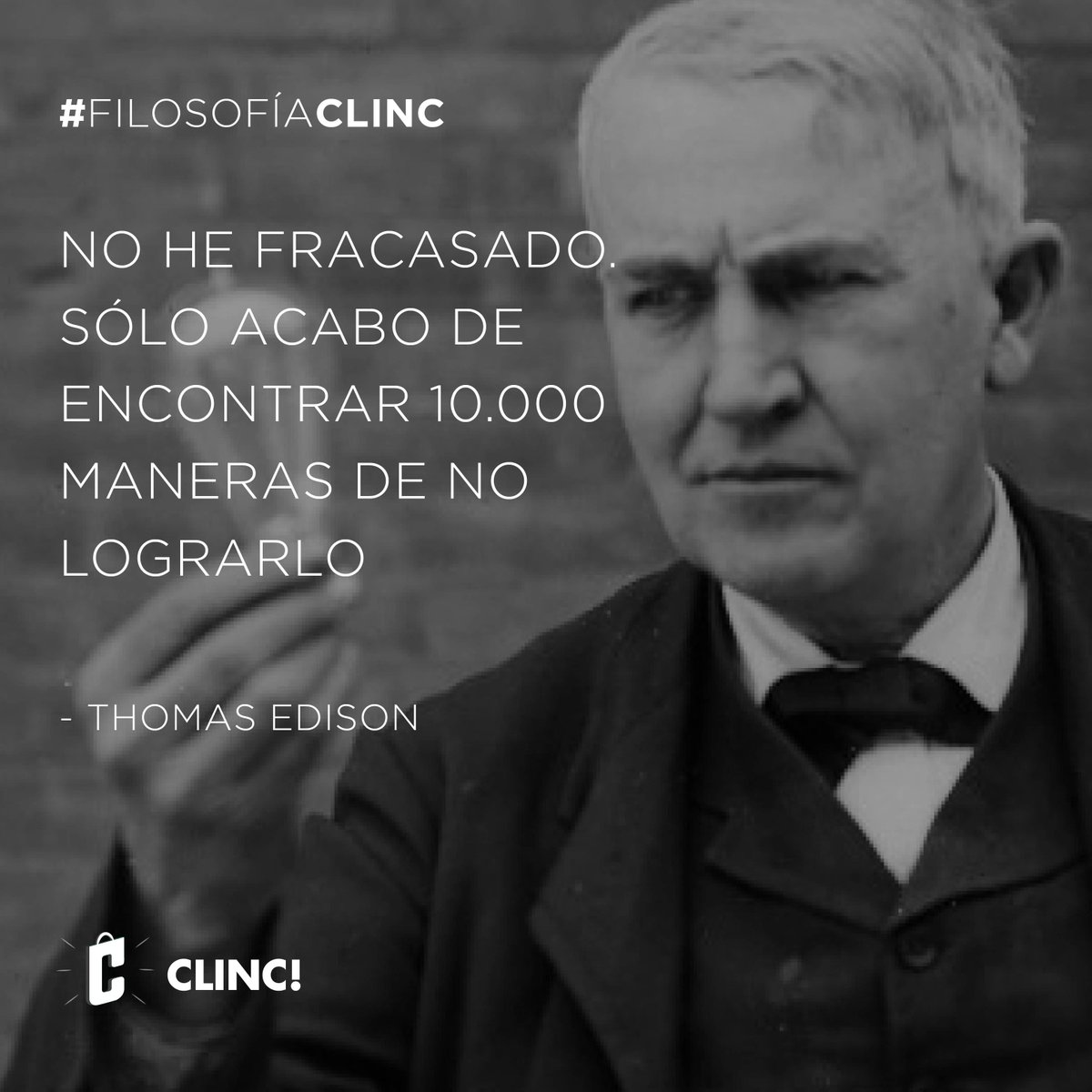 Clincshop's tweet photo. "No he fracasado. Sólo he acabado de encontrar 10.000 maneras de no lograrlo." - Thomas Edison 

#FilosofiaClinc

💡💡 https://t.co/KDmKZFXOnb
