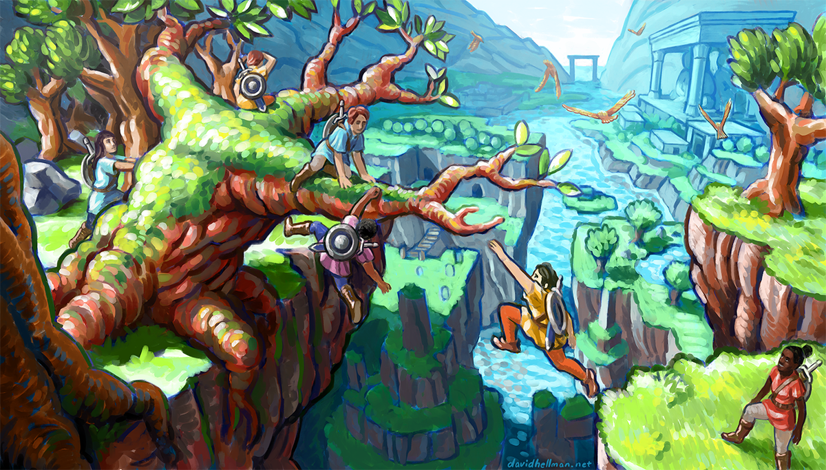 davidhellman's tweet photo. Leaping the gap (painted in @procreateapp) …Here's a process video: https://t.co/5uFNhYw777 https://t.co/KVxcZuCFMq