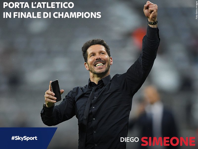 SkySport's tweet photo. Il Cholismo questa sera ha trionfato! #Simeone ritorna a giocarsi la finale di Champions dopo due anni #SkySport https://t.co/UvLgqh9bfa
