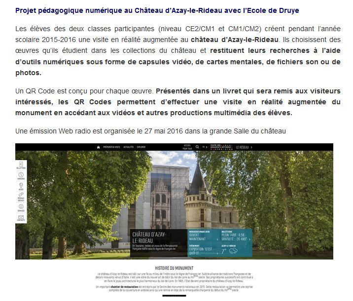 mdrechsler's tweet photo. @leCMN dévoile ses projets numériques 2016. Projet #AzayAugmente à la une @Cm1Cm2_Druye  https://t.co/tfBWJy0gjk https://t.co/3i984QIEuh