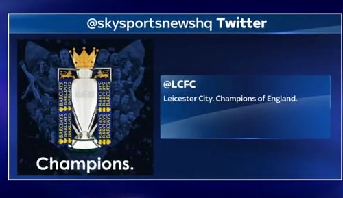 SkySportsNews's tweet photo. SOCIAL: @LCFC's @premierleague title win has taken @twitter by storm! More here: https://t.co/0b9xBe7gan #SSNHQ https://t.co/mRDicED6rC