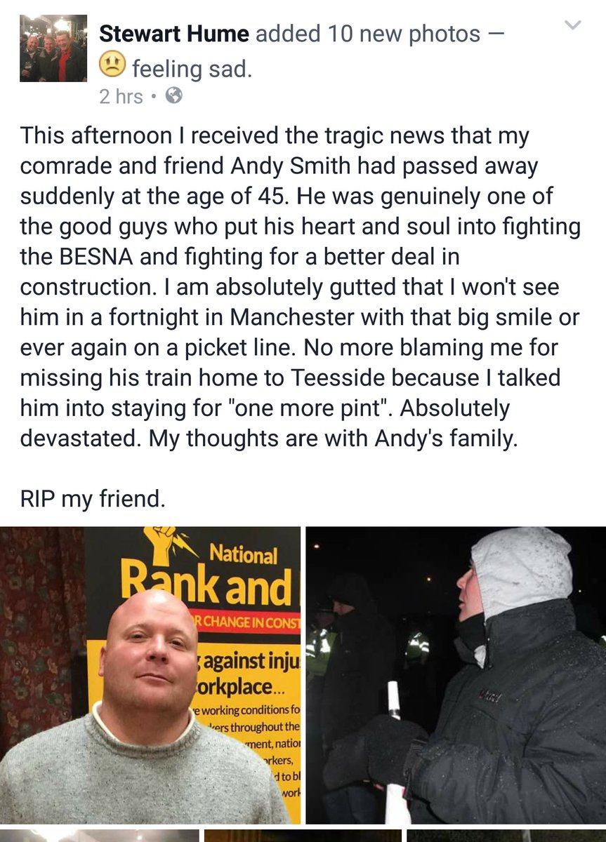 officialhuminho's tweet photo. We have lost an absolute gem of a man and true #construction #rankandfile legend. RIP Andy Smith. Absolutely gutted https://t.co/LfWgSv4llE