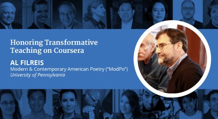 coursera's tweet image. #TeacherAppreciationWeek: @UPenn’s Al Filreis is changing how we teach poetry. Join #ModPo: bit.ly/1TIZcuy