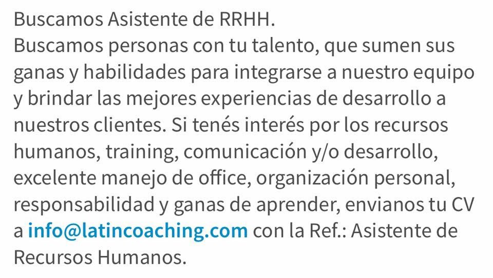 Latincoaching's tweet photo. Asistente de RRHH https://t.co/ODW0Vc7VOI