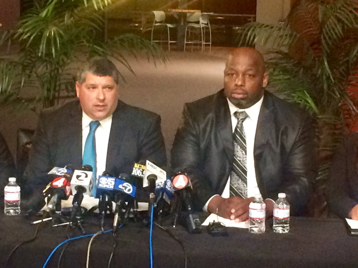 #DanaStubblefield and lawyers holding press conference now denying charges of rape.