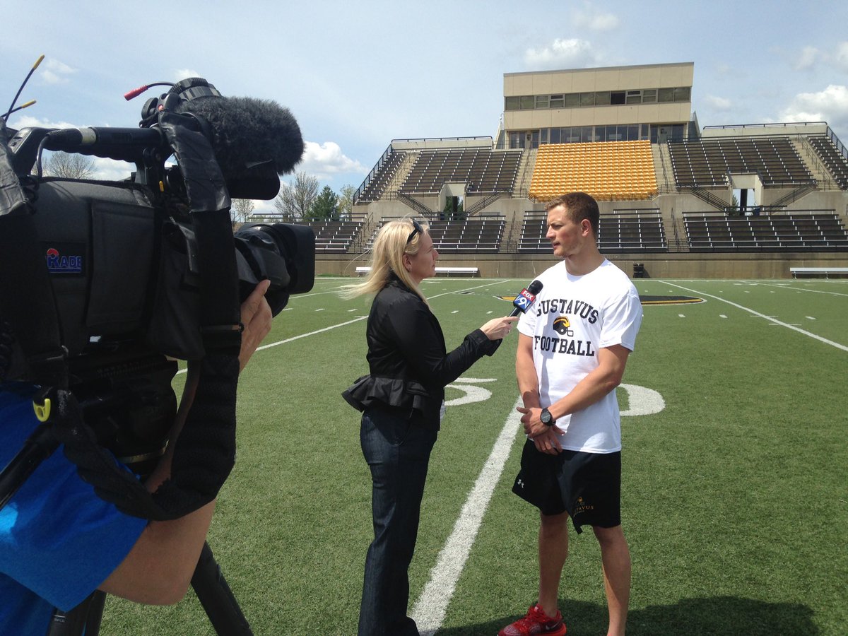 GustieAthletics's tweet photo. Thanks to @Fox9Sports for covering @MBoyce81 story on going to @Vikings rookie camp #gogusties #SKOL https://t.co/rpQ1vl2rIb