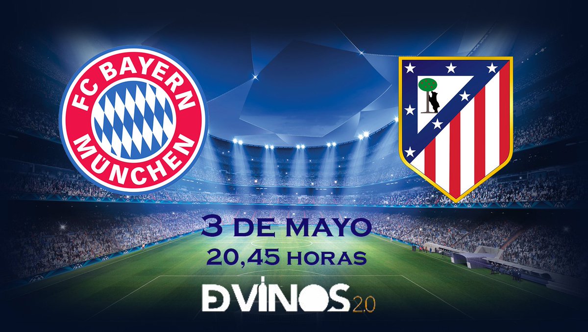 Hoy, semifinales de #ChampionsLeague. Desde las 20,45 disfruta tomando algo en DVINOS 2.0 del <a href="/FCBayern/">FC Bayern München</a> vs <a href="/Atleti/">Atlético de Madrid</a>
