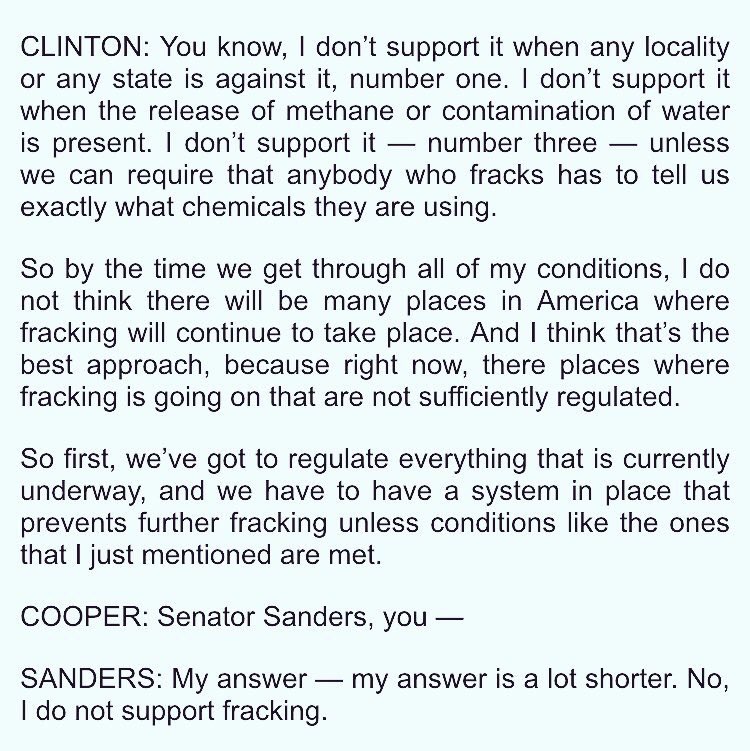 TrapDonTrump's tweet image. When you can't drink clean water, thank Hillary Clinton. 💦

Bernie Sanders answer on fracking vs. Hillary's answer.