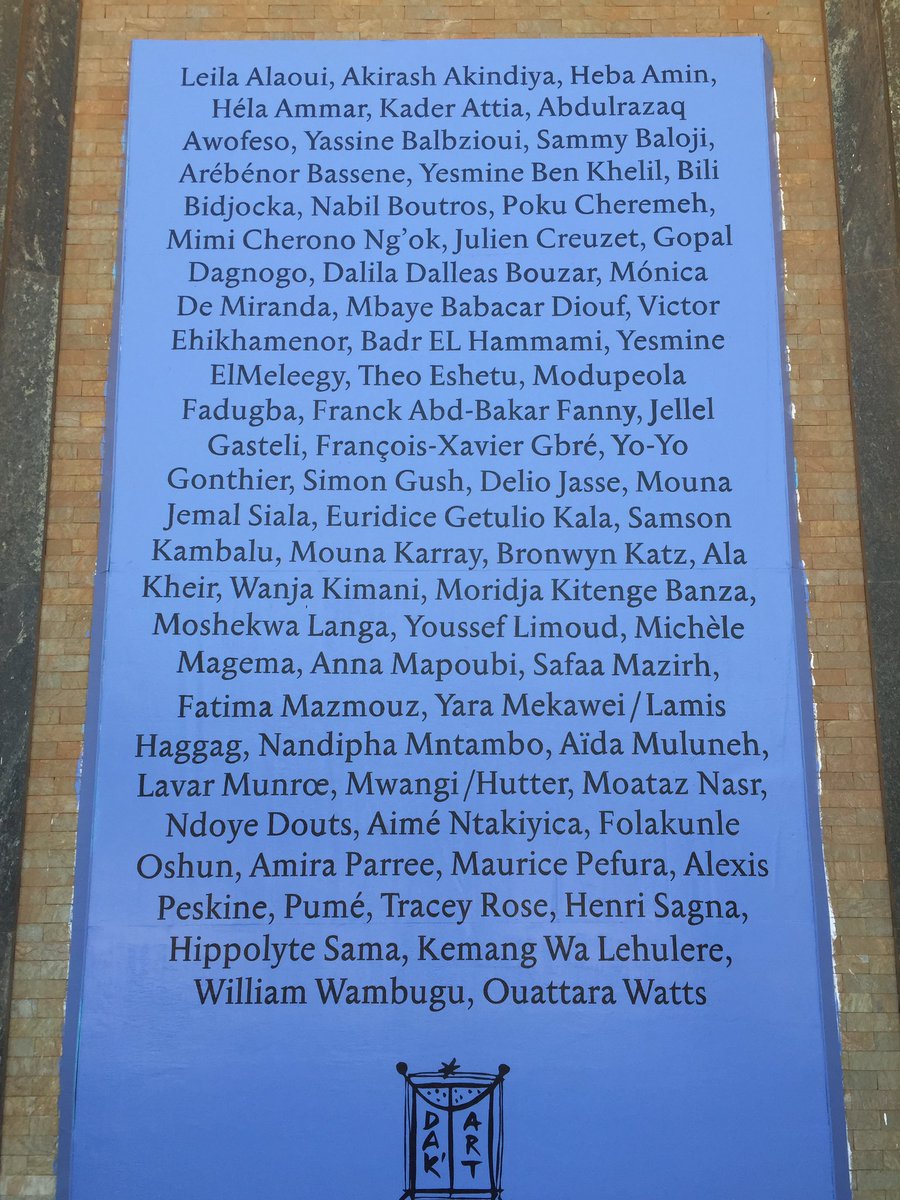 TheTempleCo's tweet photo. List of exhibiting artists featured in the #DakartBiennale International Exhibition, 'Réenchantements'. #TempleTrips https://t.co/878KdjhPJq