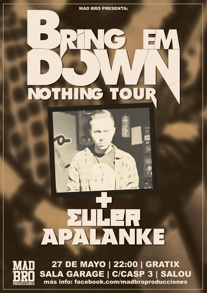 Divendres 27 de maig tornem a la càrrega a la Sala Garage amb <a href="/madbroprod/">Mad Bro Producciones</a>! facebook.com/events/1703853…