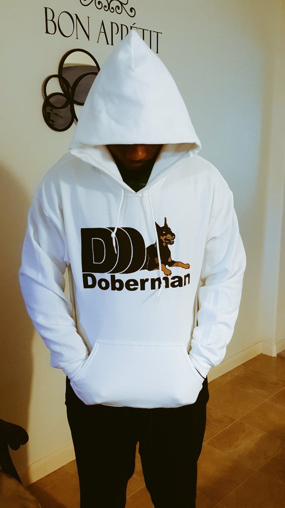 yourdoberman's tweet photo. DOBE WEAR ALL WHITE HOODIE 15.00 https://t.co/42jRcA2gqx