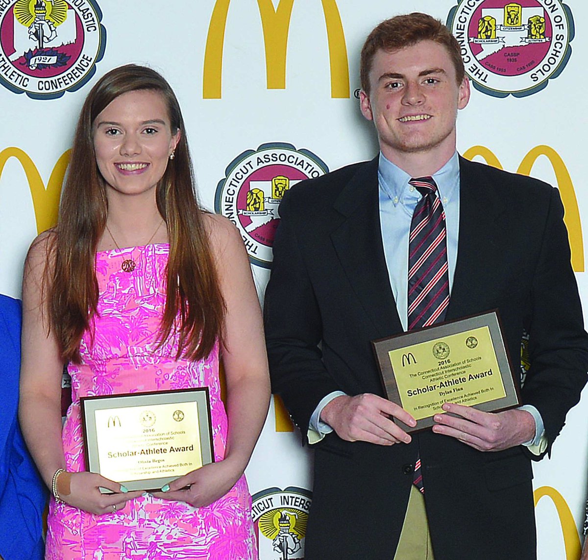 Sports_TheHour's tweet photo. Congrats to Brien McMahon's Olivia @livbegos Begos and Dylan @D_Finn526 Finn for being named CIAC Scholar-Athletes https://t.co/U4UPMwgCHO