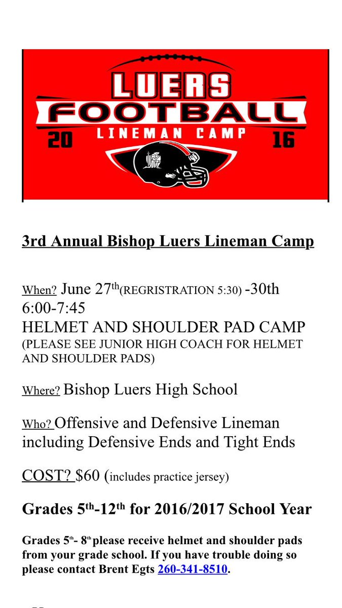 BishopLuersFB's tweet photo. Get registered now! $60 for 4 days of camp includes a camp shirt for all participants! https://t.co/oZtOjHs3q1