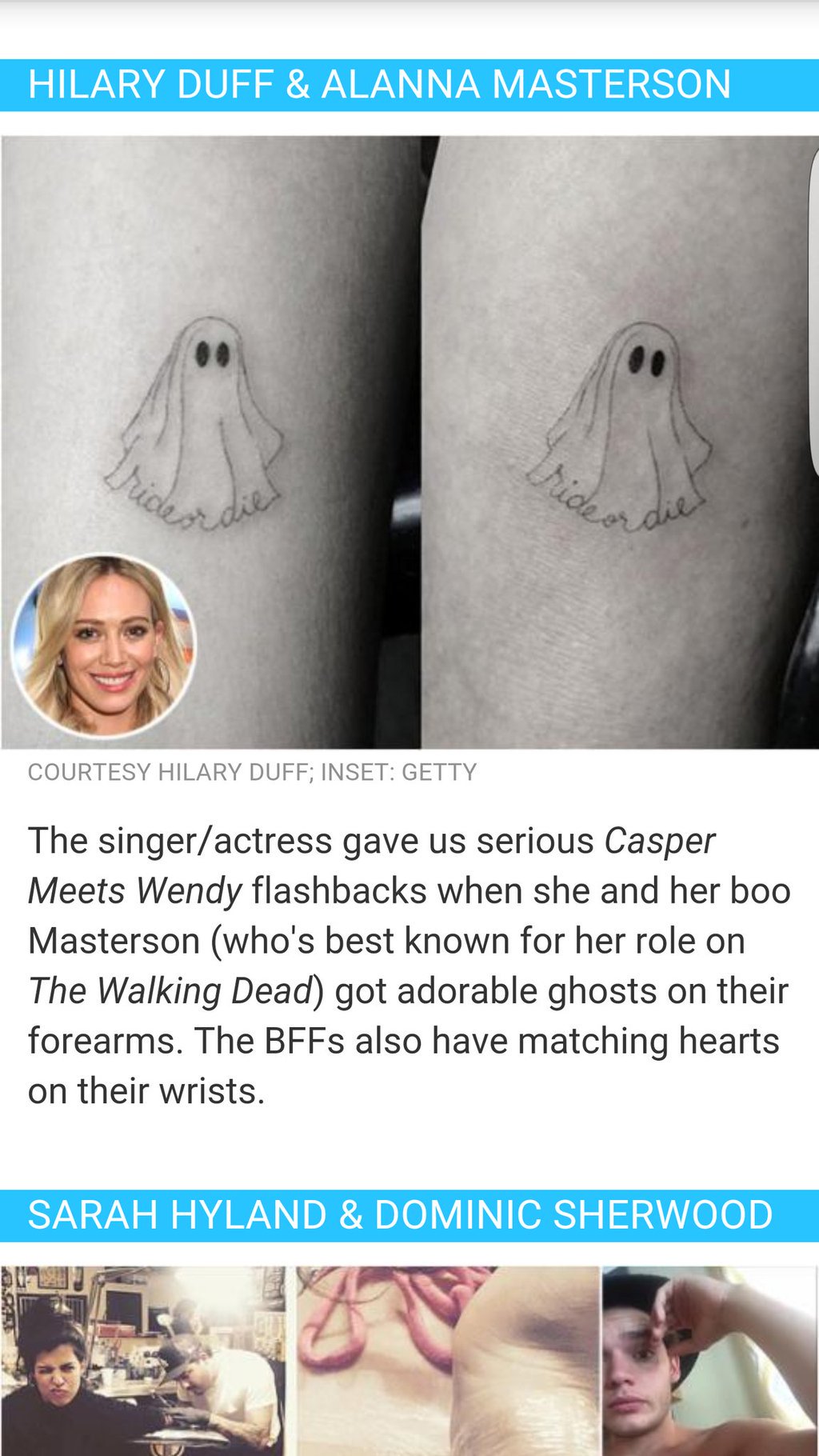 All of Hilary Duff's tattoos and what they mean