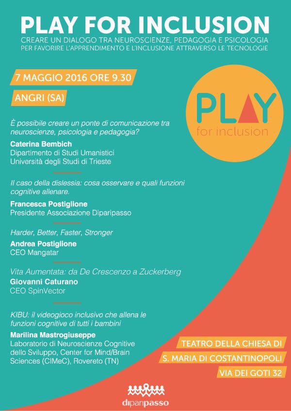 Play4Inclusion's tweet photo. Sabato 7 Maggio ad Angri (SA) inizierà il nostro piccolo giro di conferenze! https://t.co/vKbA59ocID