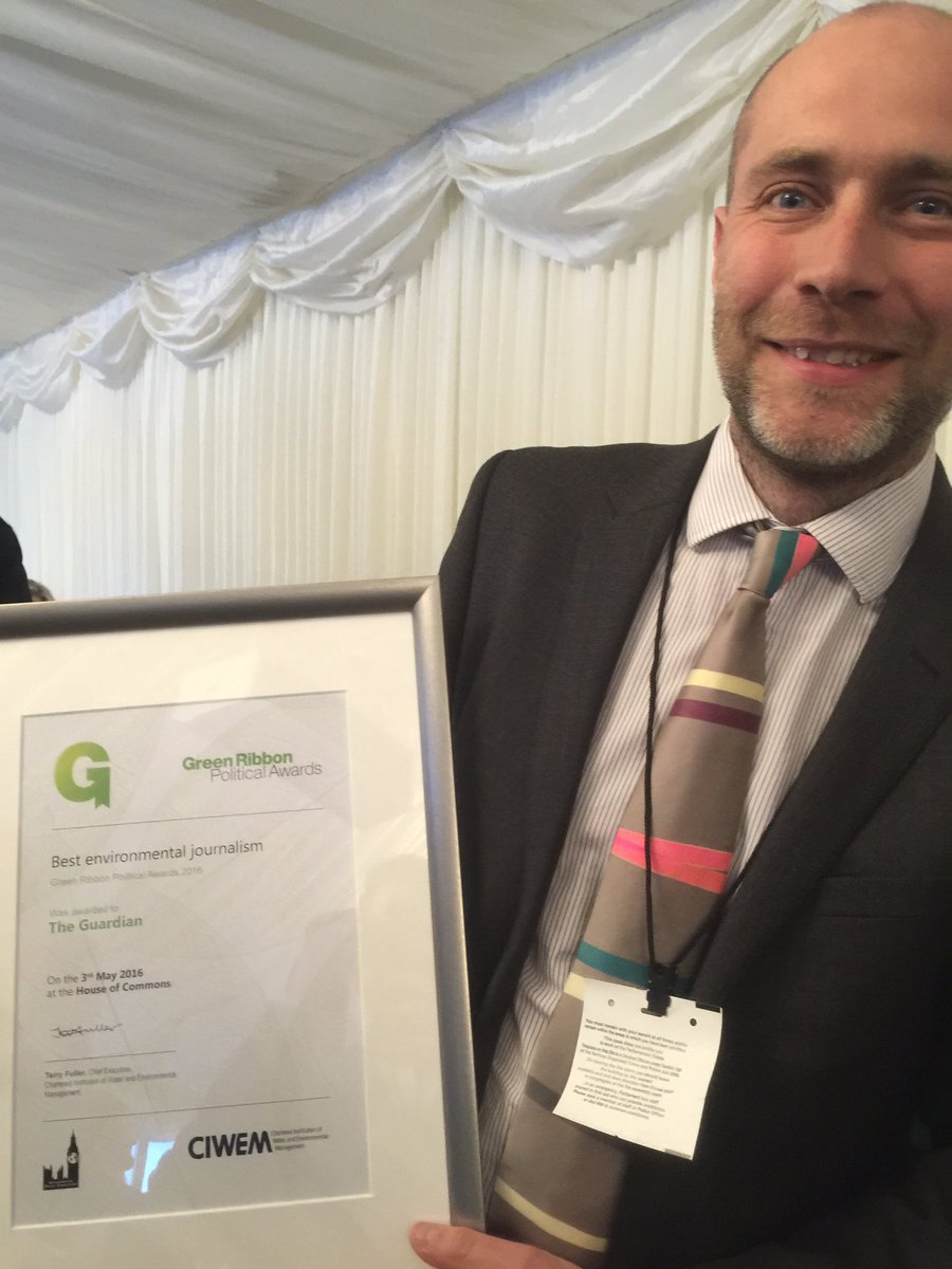 guardianeco's tweet photo. The Guardian has won the 'best environmental journalism' award at the Green Ribbon Political Awards tonight https://t.co/RtE4G7HAyq