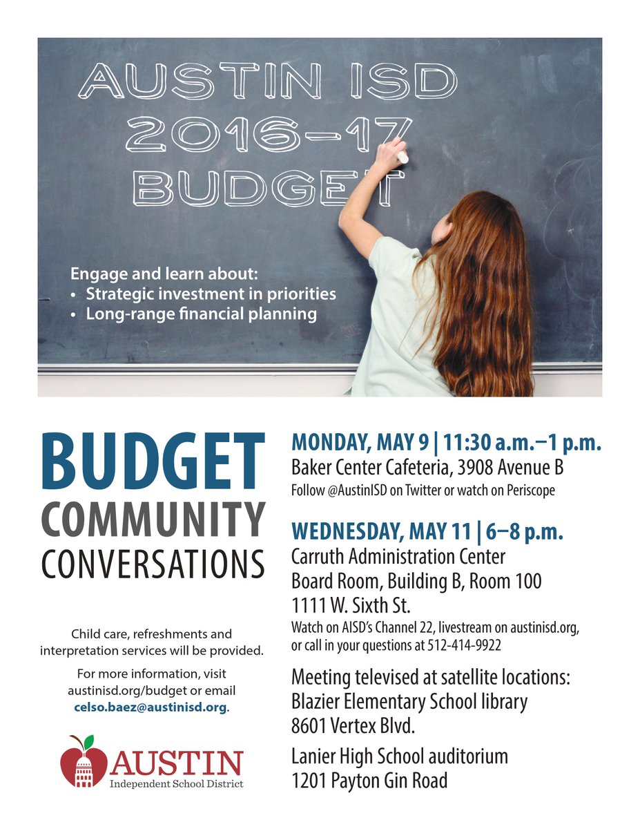 AISD Budget Community Conversations begin May 9th!