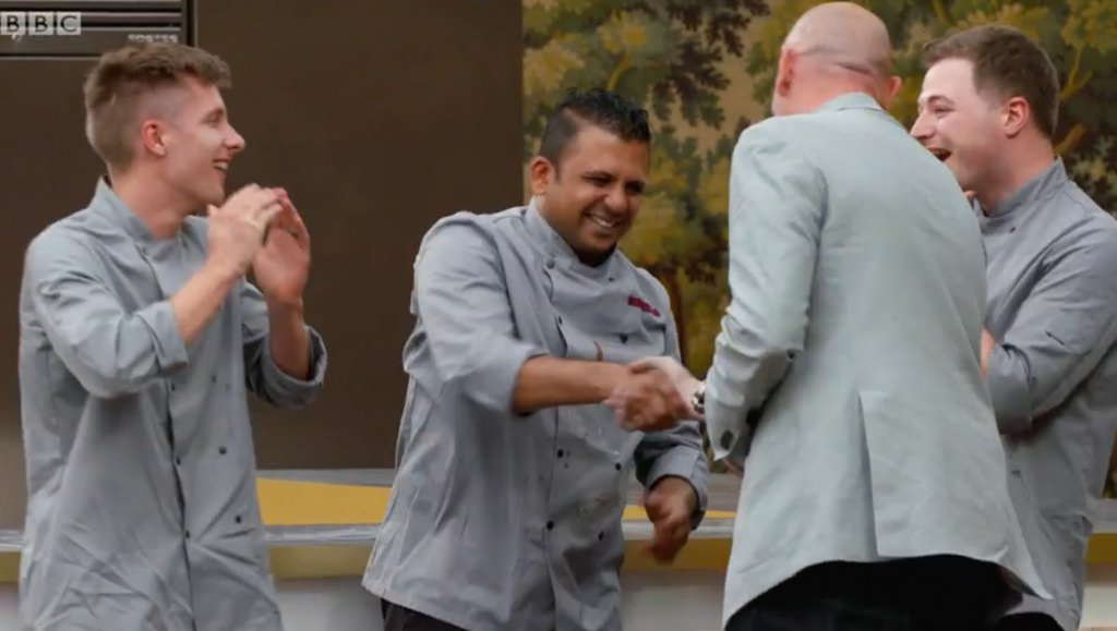 EmilieDucat's tweet photo. Yeyyyyyy @LondonHiltonPL @SamLeatherby well done, looking forward seeing you in final! @ClassicFineFood #GBBOCreme https://t.co/QpINeUkBsI