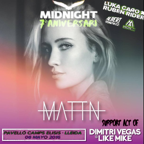 MIDNIGHTLLEIDA's tweet photo. ¡Midnight vuelve este viernes con @MATTNworld! celebrando el 7º aniversario en la FM de Lleida  als camps elisis! https://t.co/PRqpvh7UuI