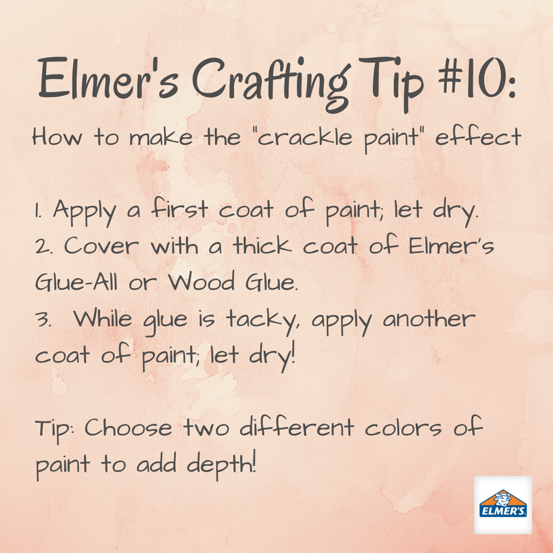 Elmers's tweet photo. Ever wondered how to get the crackle paint effect? Ok, we'll let you in on our secret⦠#craftingtip #tiptuesday https://t.co/2TA7JBHD2o