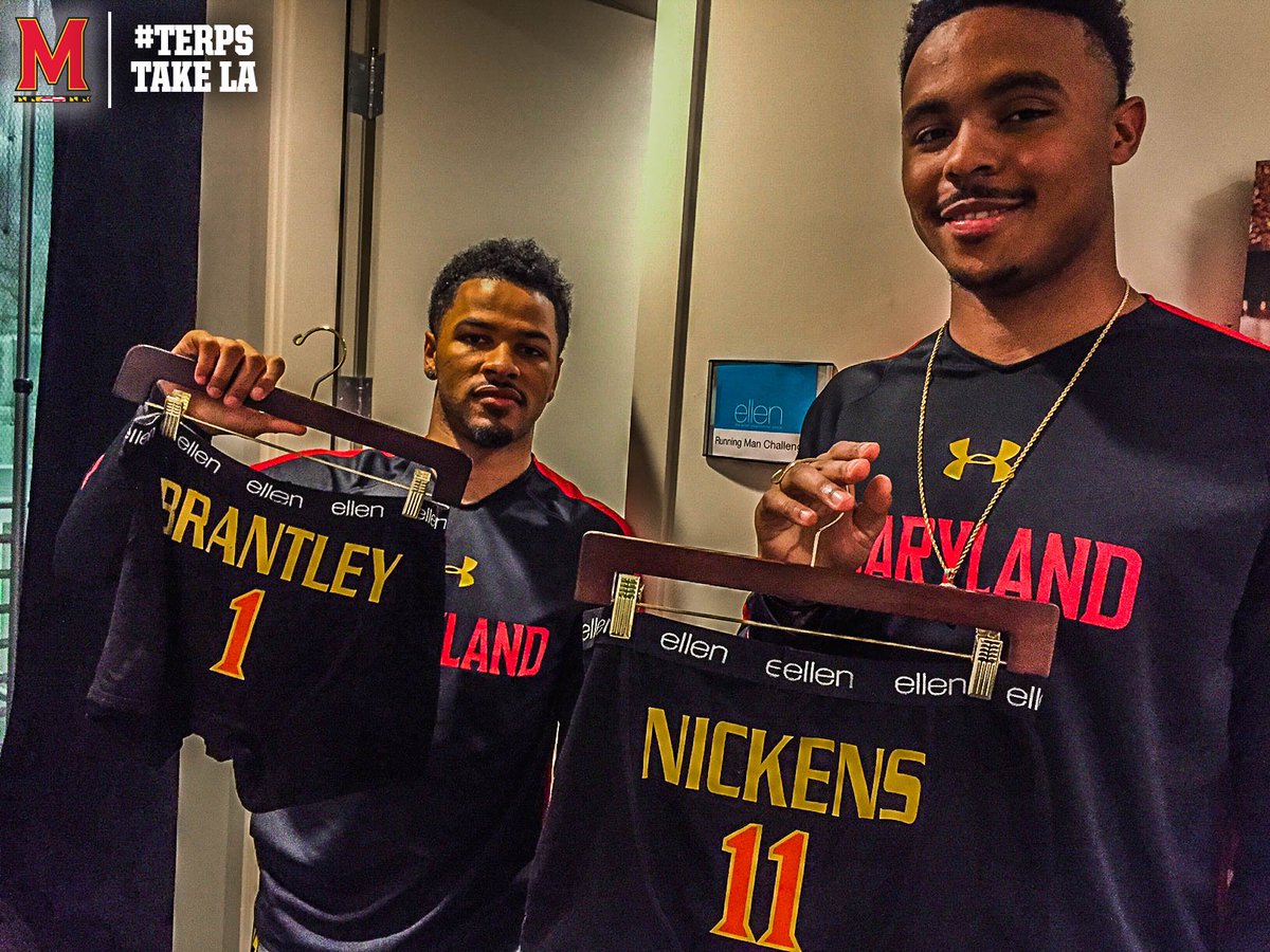 umterps's tweet photo. Well @TheEllenShow didn't let Jaylen and Jared leave LA empty handed, and they returned the favor... #TerpsInLA https://t.co/2krjVNG3ON