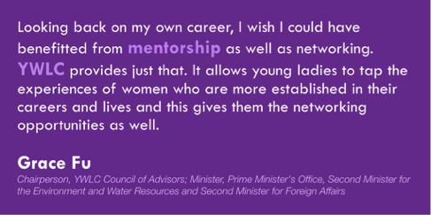 ywlcsg's tweet photo. Minister Grace Fu, one of YWLC mentors, on mentorship for #youngwomen. Join us and read more https://t.co/rKjOnipJqG https://t.co/WAYtYewfz5