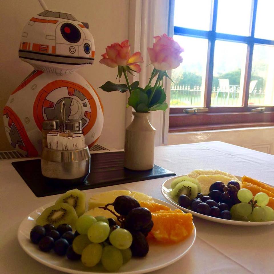 Deanfield's tweet photo. #BB8 is ready with his first course for #Breakfast! #FruitSalad x2! #MayThe4thBeWithYou #DeanWye home of #StarWars https://t.co/N0ry5gZ8oE
