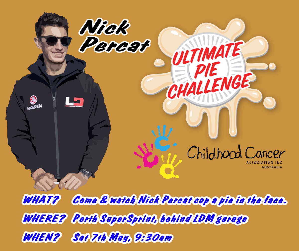 LD_Motorsport's tweet image. Support the Childhood Cancer Association as @NickPercat cops a pie to the face! piechallenge.everydayhero.com/au/nick-percat #copthat