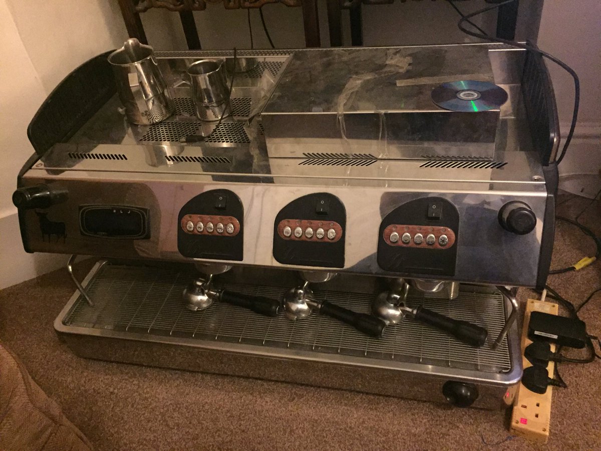 Popup_Cafe's tweet photo. Anyone need a Expobar Markus reconditioned 3-group coffee machine?? https://t.co/y0KCoqLHDa