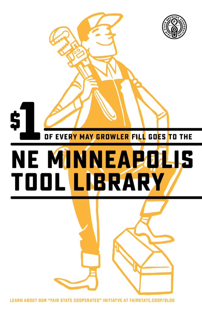 FairStateBeer's tweet photo. This month, $1 from every growler sold is going to the NE MPLS Tool Library! #FSCooperates #mnbeer #nempls https://t.co/1YiHVcJfbc